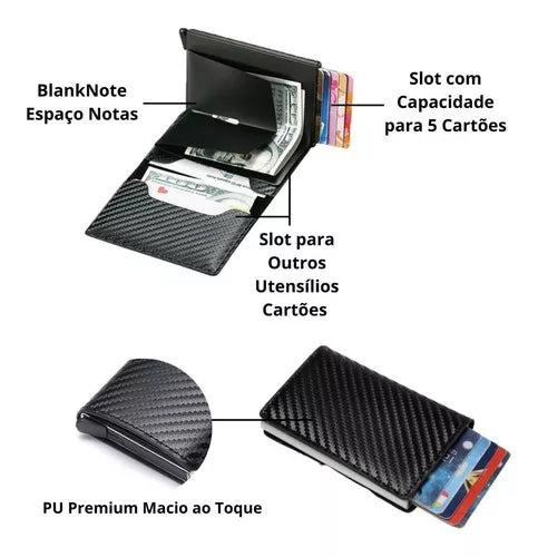 Carteira Porta cartões com Tecnologia Anti Furto e Design Moderno SlimPro