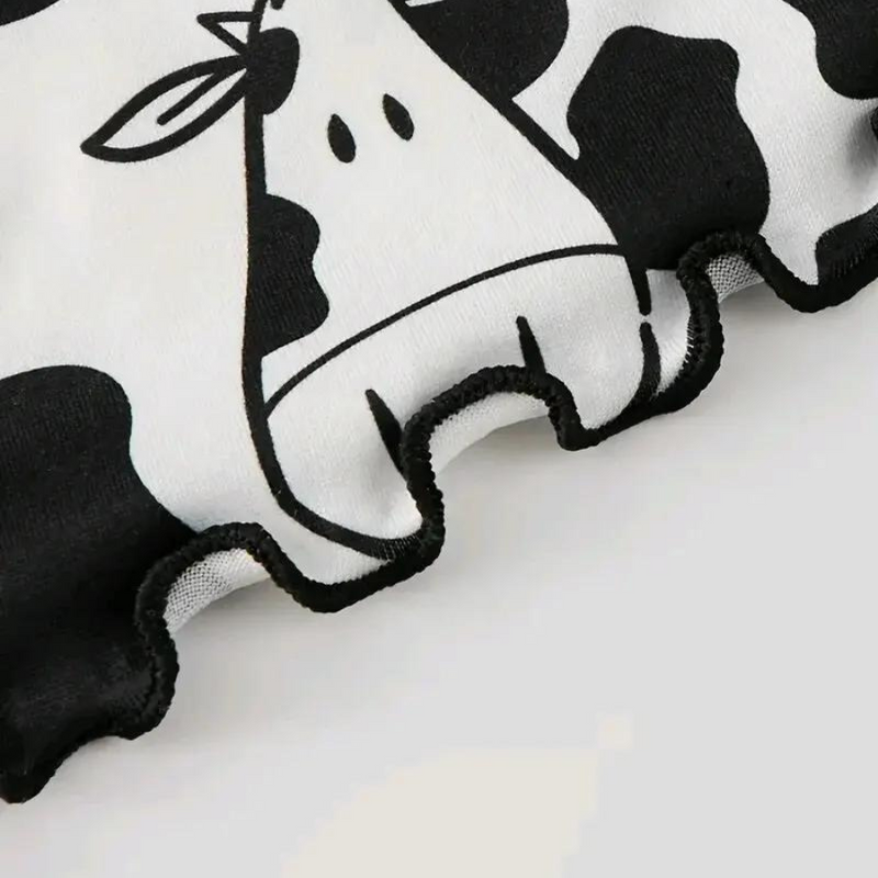 Pijama Feminino Cow - Conjunto Top Cropped e Shorts Fresquinho LooseFit | Tecido Super Macio e Confortável