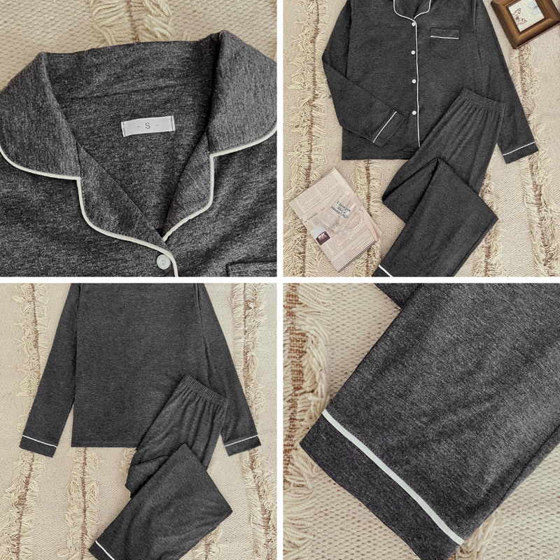 Pijama Feminino Nigths Elegant - Conjunto Com Calça e Camisa Longa em Algodão | Macio, Quentinho e Super Confortável