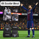Kit Escolar Infantil Mochila com Lancheira e Estojo Messi