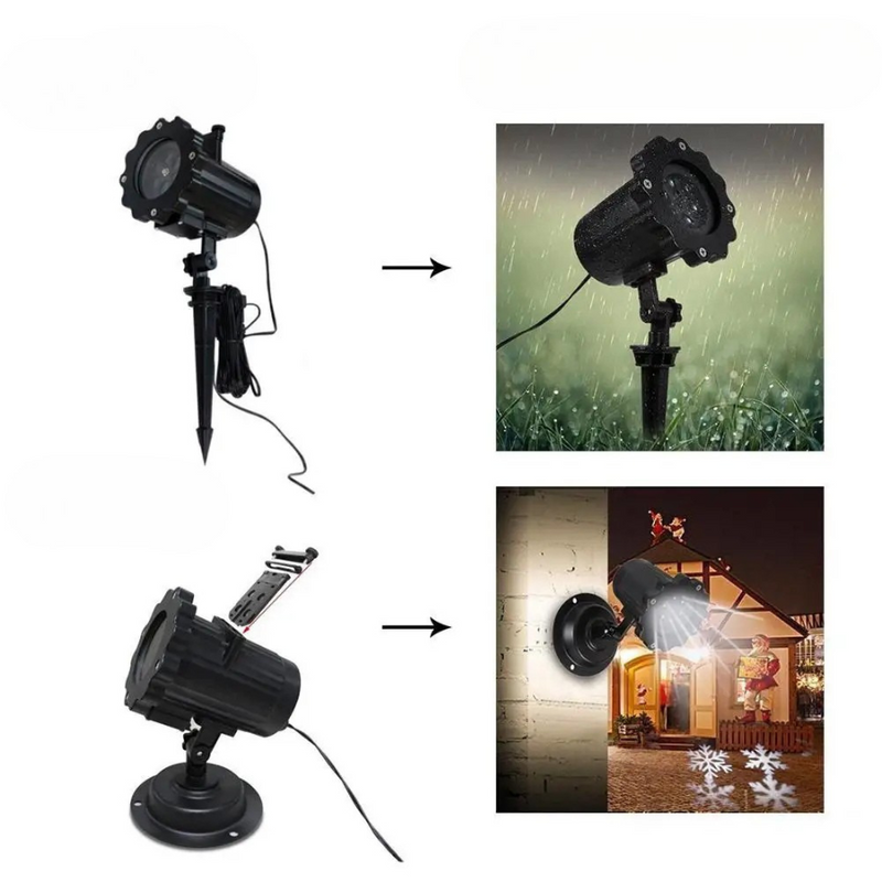 Projetor de Natal com 16 Desenhos Natalinos de LED à Prova D'água