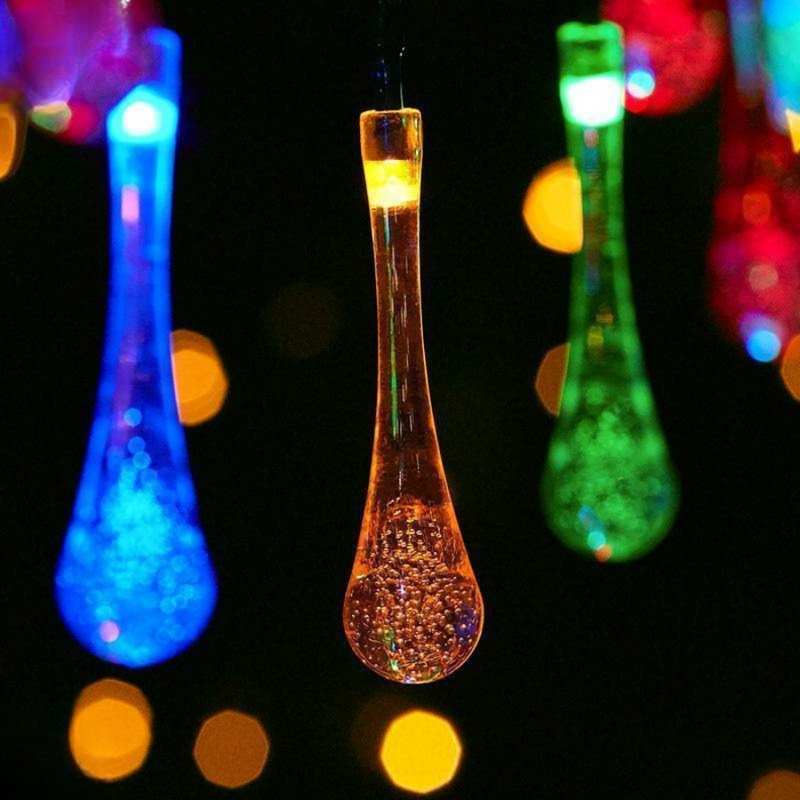 Kit 20 Lâmpadas de LEDs Gota de Orvalho Movido a Energia Solar com 8 modos de Luz