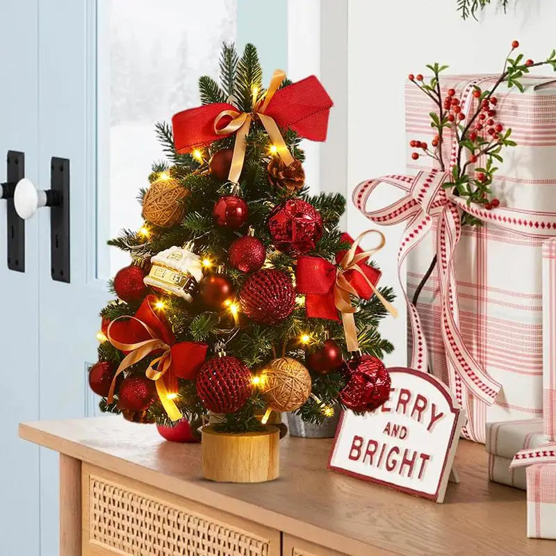 Árvore de Natal Pequena com Luzes LEDs Enfeite para Mesas Natalinas