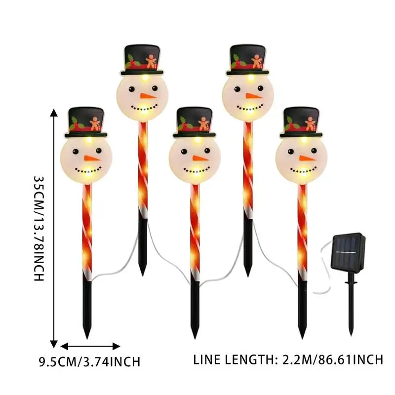 Kit com 5 Estacas Natalinas Iluminadas LED à Energia Solar