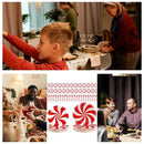 Kit com 96 Louças Natalinas Descartáveis Pratos de Jantar e Sobremesa com Guardanapos e Garfos Vermelho e Branco