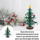 Árvore de Natal de Mesa com Enfeites de Madeira - Kit 23 Peças