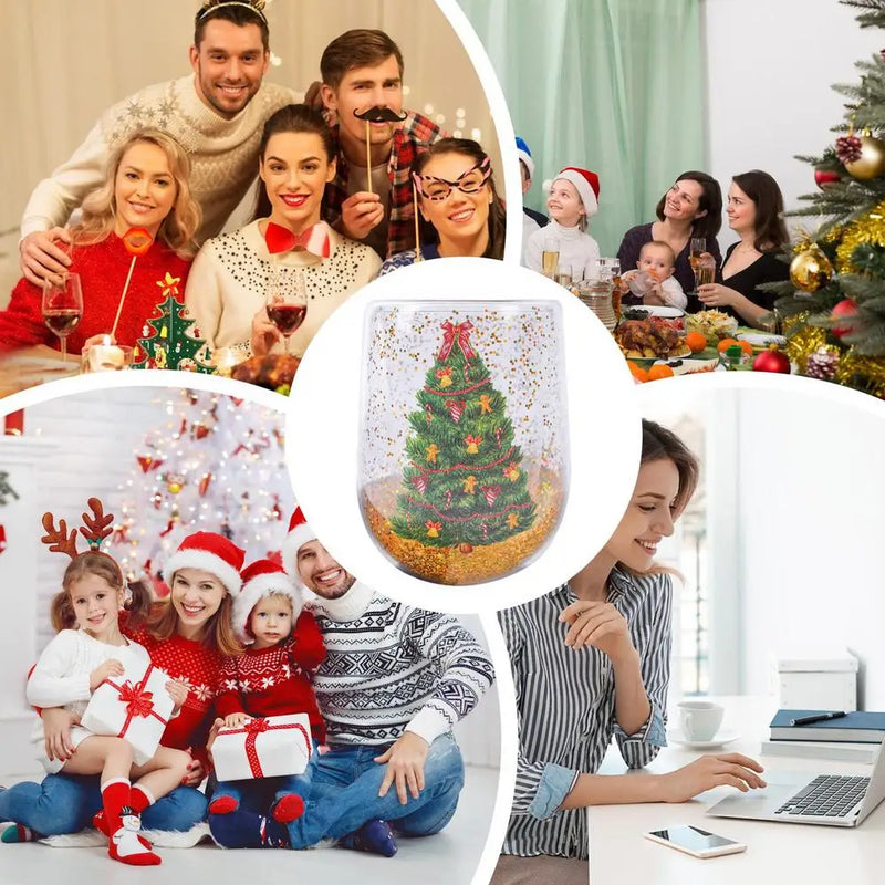 Copo Natalino em Vidro com Àrvore de Natal