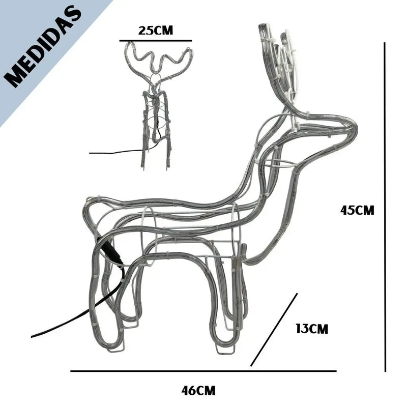 Armação Rena de Natal com 112 LEDs Brancos para Jardim 127v