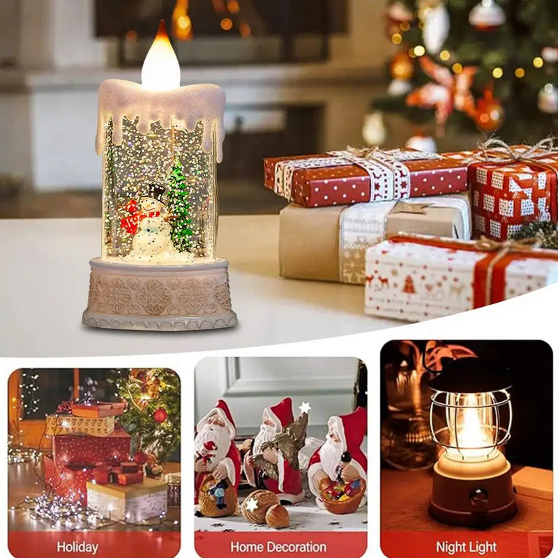 Vela Globo de Neve Natalina Alimentada por Bateria
