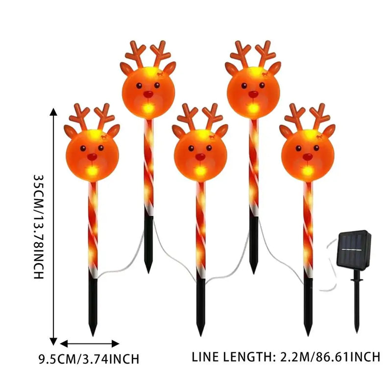 Kit com 5 Estacas Natalinas Iluminadas LED à Energia Solar