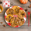 Kit com 96 Louças Natalinas Descartáveis Pratos de Jantar e Sobremesa com Guardanapos e Garfos Vermelho e Branco