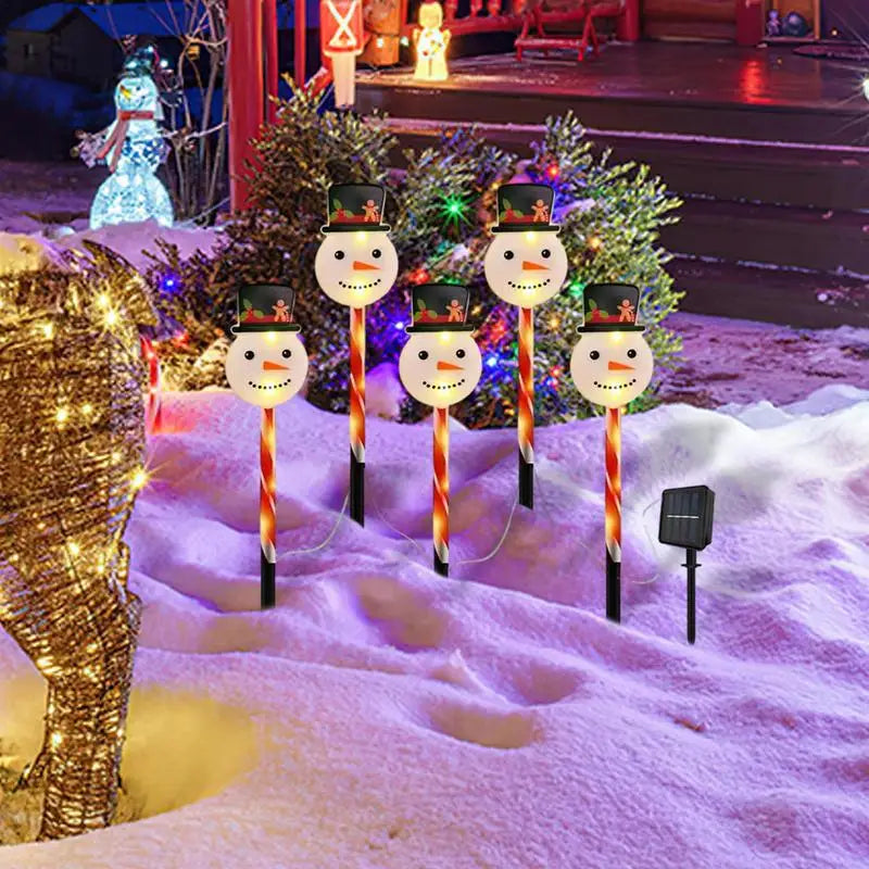 Kit com 5 Estacas Natalinas Iluminadas LED à Energia Solar