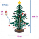 Árvore de Natal de Mesa com Enfeites de Madeira - Kit 23 Peças