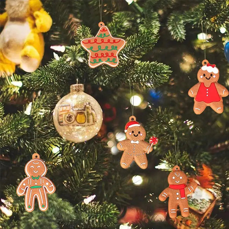 Kit 15 Enfeites para o Natal em PVC Impermeáveis para Pendurar com Corda Homem Biscoito