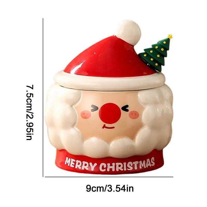 Canecas em Cerâmica com Tampa e Colher Papai Noel