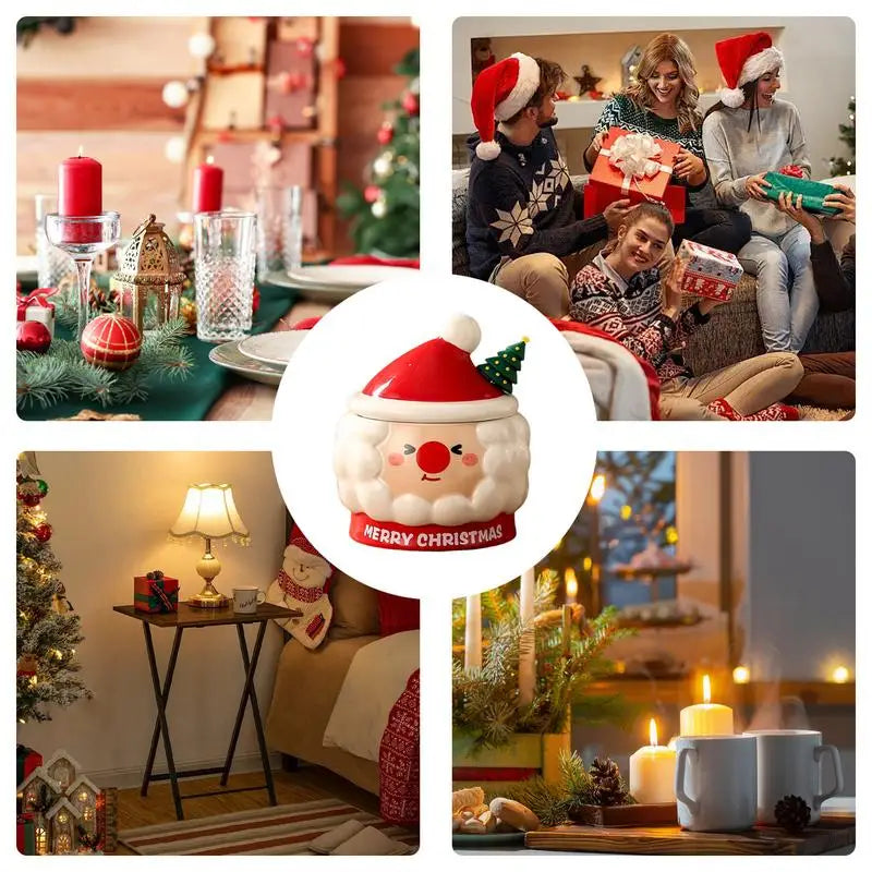 Canecas em Cerâmica com Tampa e Colher Papai Noel