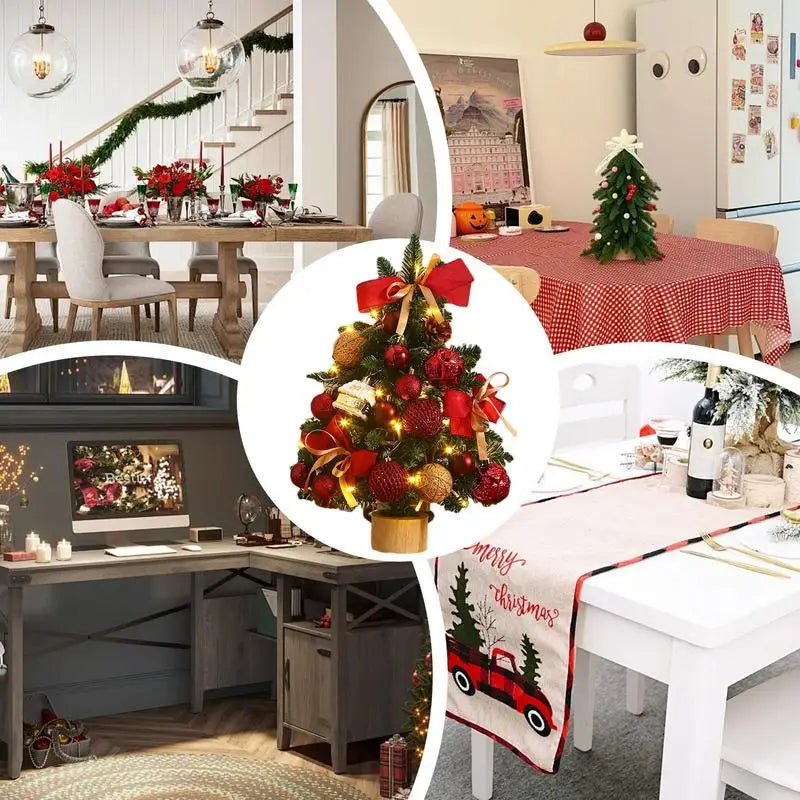 Árvore de Natal Pequena com Luzes LEDs Enfeite para Mesas Natalinas