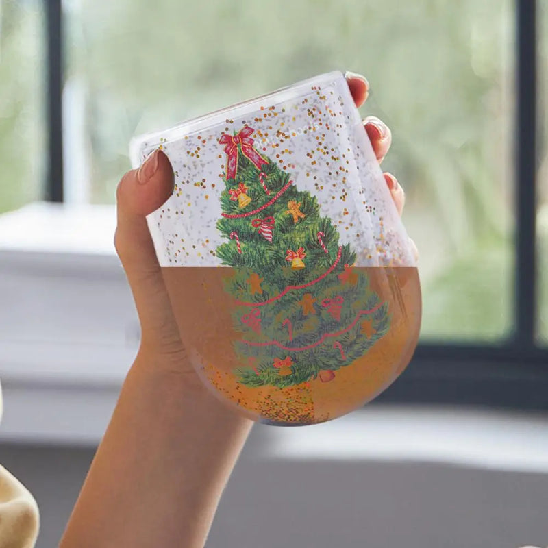 Copo Natalino em Vidro com Àrvore de Natal