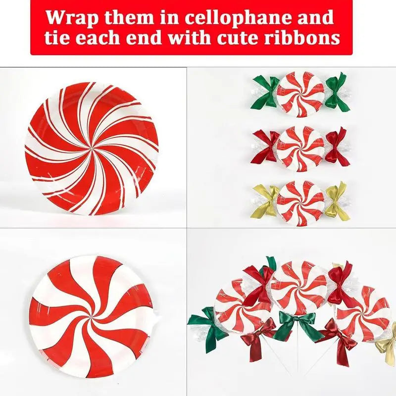 Kit com 96 Louças Natalinas Descartáveis Pratos de Jantar e Sobremesa com Guardanapos e Garfos Vermelho e Branco