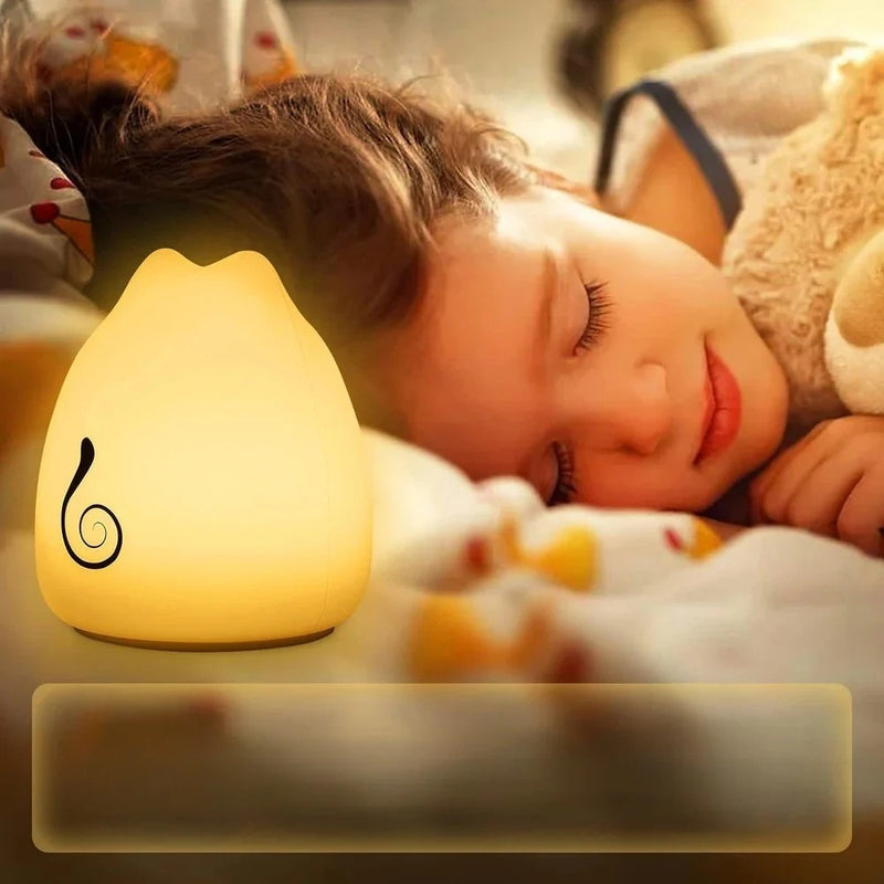 Gato Abajur Luminária que Troca de Cor com Sensor de Toque