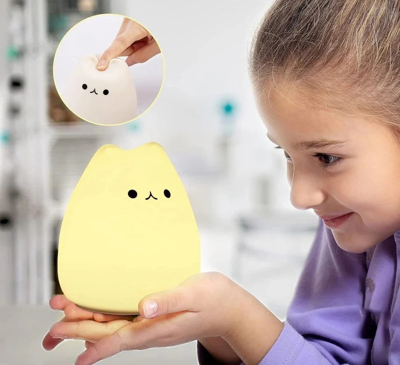 Gato Abajur Luminária que Troca de Cor com Sensor de Toque