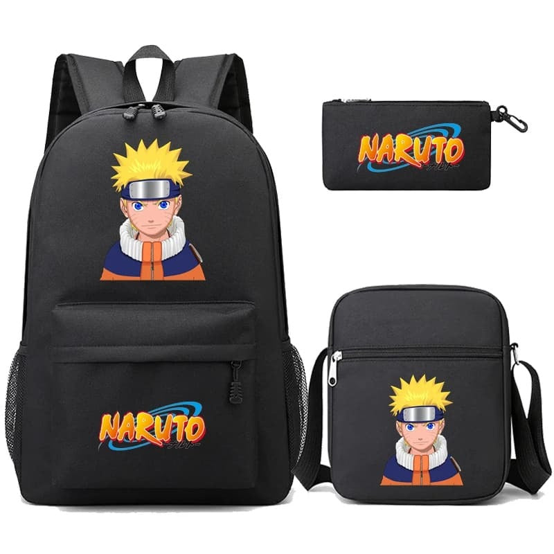 Mochila Com Lancheira e Estojo Escolar Infantil Naruto