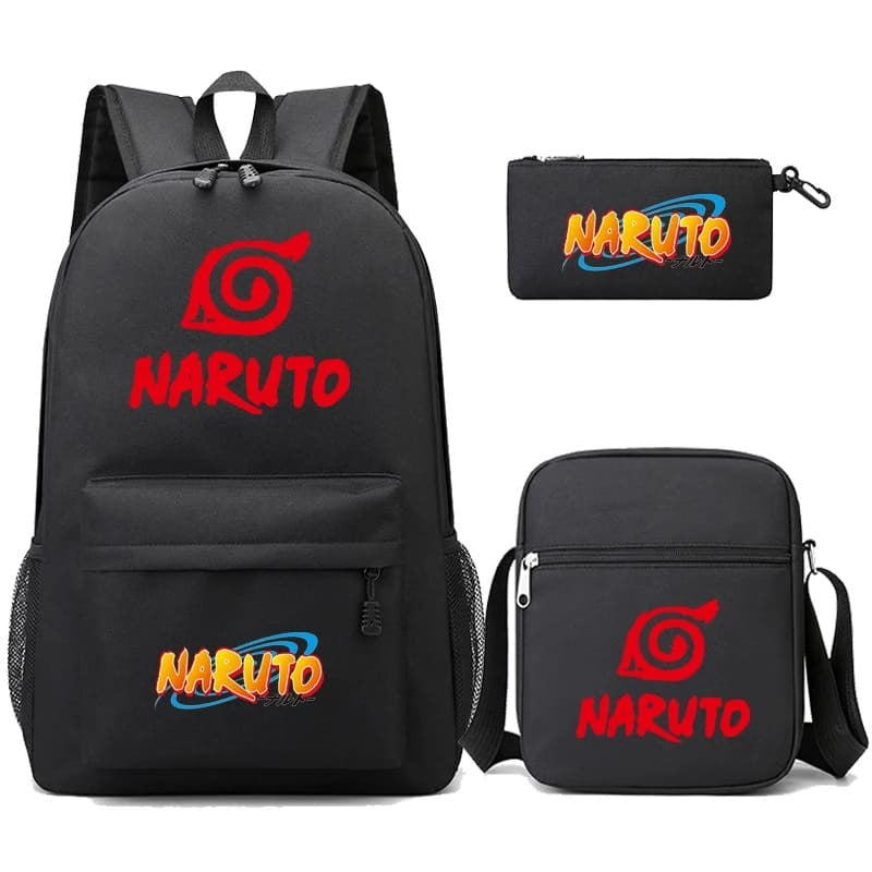 Mochila Com Lancheira e Estojo Escolar Infantil Naruto