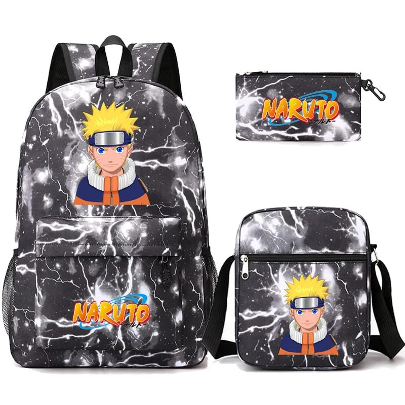 Mochila Com Lancheira e Estojo Escolar Infantil Naruto