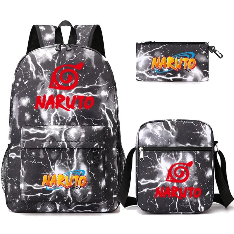 Mochila Com Lancheira e Estojo Escolar Infantil Naruto