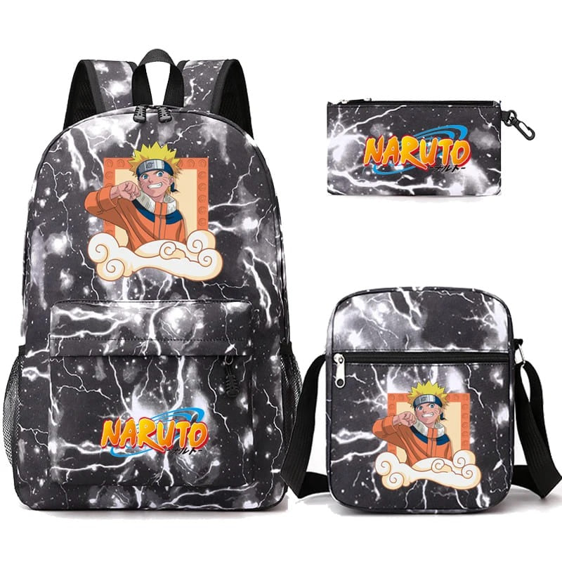 Mochila Com Lancheira e Estojo Escolar Infantil Naruto