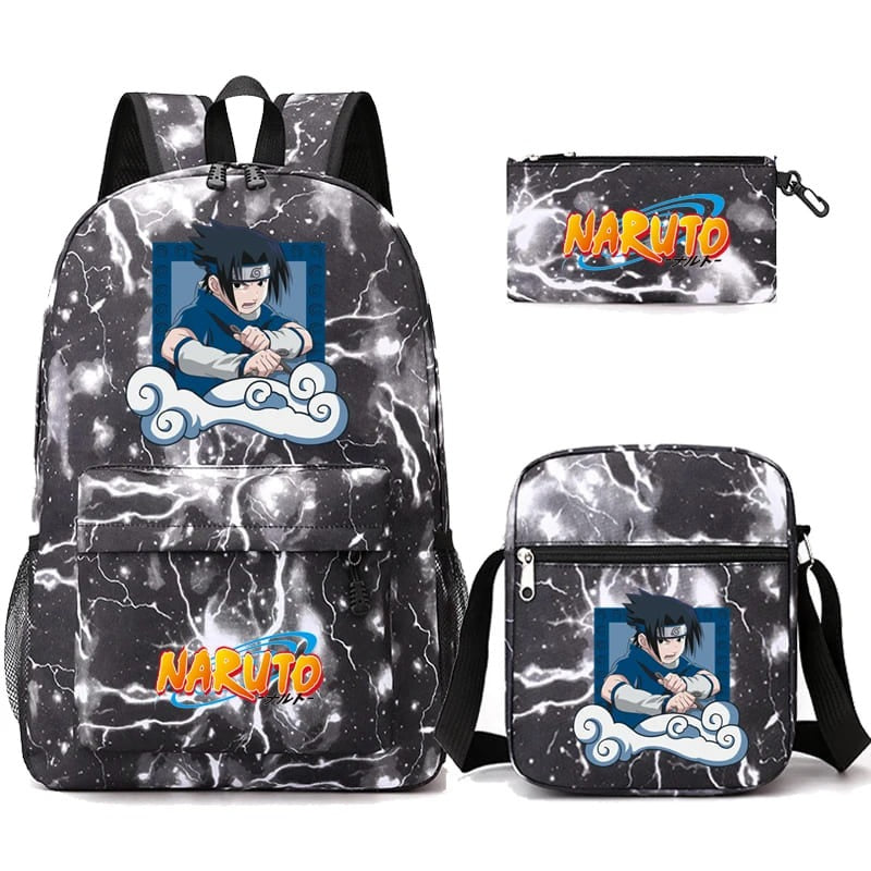 Mochila Com Lancheira e Estojo Escolar Infantil Naruto
