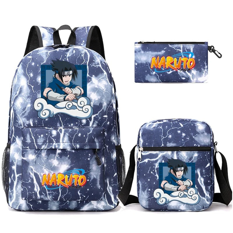 Mochila Com Lancheira e Estojo Escolar Infantil Naruto