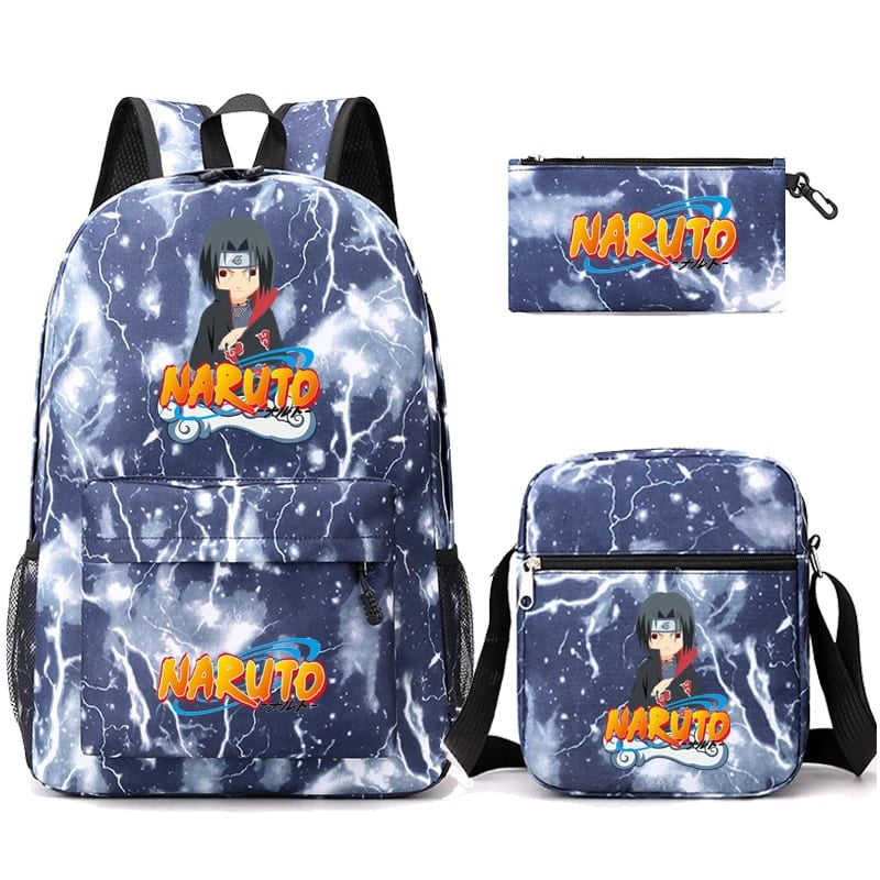 Mochila Com Lancheira e Estojo Escolar Infantil Naruto