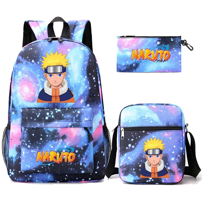 Mochila Com Lancheira e Estojo Escolar Infantil Naruto