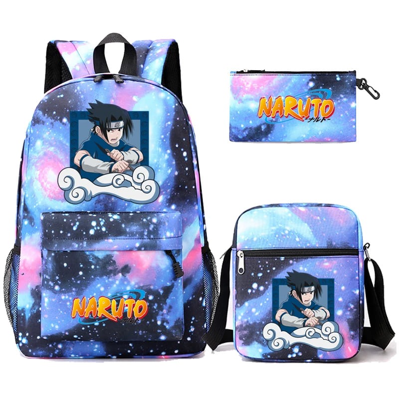 Mochila Com Lancheira e Estojo Escolar Infantil Naruto