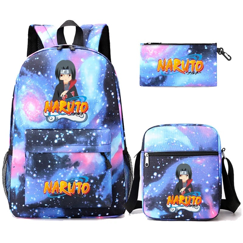 Mochila Com Lancheira e Estojo Escolar Infantil Naruto