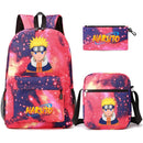 Mochila Com Lancheira e Estojo Escolar Infantil Naruto