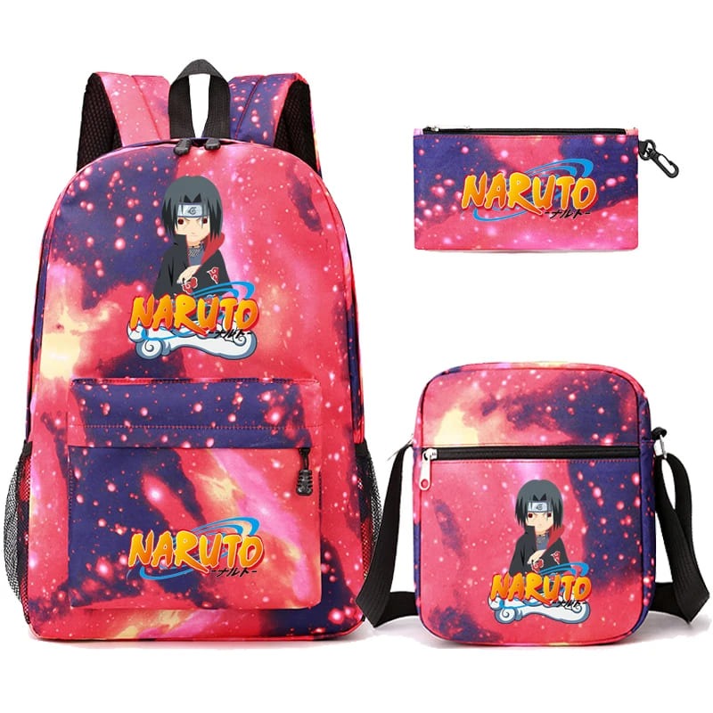 Mochila Com Lancheira e Estojo Escolar Infantil Naruto