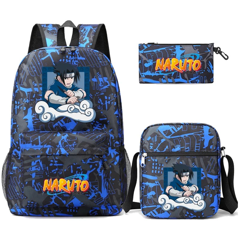 Mochila Com Lancheira e Estojo Escolar Infantil Naruto