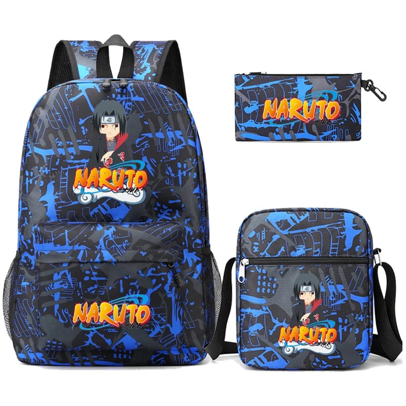 Mochila Com Lancheira e Estojo Escolar Infantil Naruto