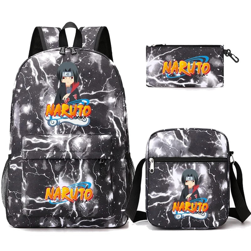 Mochila Com Lancheira e Estojo Escolar Infantil Naruto