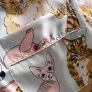 Pijama Feminino LuxuryCat - Conjunto Calça e Camisa Longa Em Seda Gelo Premium | Toque De Seda Super Confortável