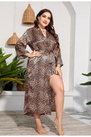 Pijama Feminino CozyChic Roupão Quimono Plus Size Em Cetim Premium Com Decote V | Toque De Seda Confortável