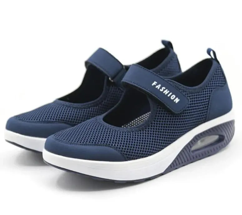 Tênis Ortopédico em Fibra Mesh com Amortecimento Premium e Sola Antiderrapante e Velcro GlideRush