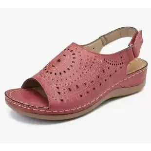 Sandália De Plataforma Baixa Mandalah - Feita Em Couro PU Macio e Confortável, Com Amortecimento Premium | Estilo e Confoto Para Seus Pés