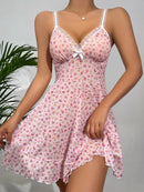 Camisola BabyDoll Pijama Feminino Sweet Flowers - Elegante e Sensual | Tecido Cetim Seda Super Macio, e Confortável