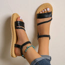 Sandália ChainBlack - Em Couro PU e Foma Larga Tendência 2024 | Design Contemporâneo e Confortável