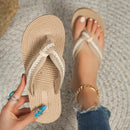 Sandália Ráfia - Chinelo De Plataforma Com Design Em Fibras de Ráfia