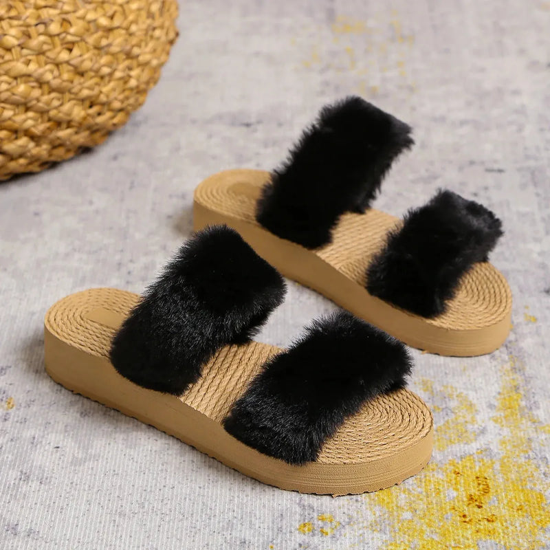 Sandália Slide De Plataforma Baixa Doble Plush | Estilo Único e Conforto