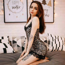 Camisola BabyDoll Pijama Feminino Leopard - Elegante e Sensual | Tecido Cetim Seda Super Macio, e Confortável